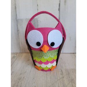 Felt pink mini owl Bird plush bucket pail home decor